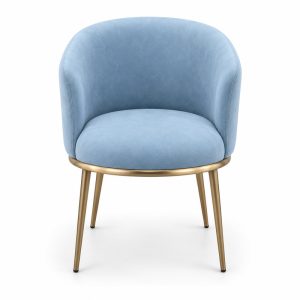JYX-054 Light Blue Curved-Back Dining Armchair front view