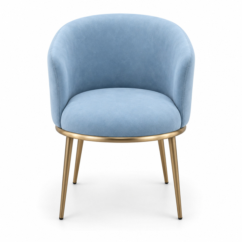 JYX-054 Light Blue Curved-Back Dining Armchair