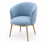 JYX-054 Light Blue Curved-Back Dining Armchair left 45-degree view