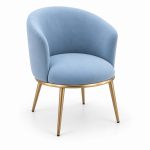 JYX-054 Light Blue Curved-Back Dining Armchair right 45-degree view