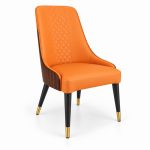 JYX-055 Orange Stitched High-Back Dining Chair right 45-degree view