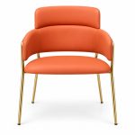 JYX-057 Orange Layered-Back Upholstered Dining Chair front view