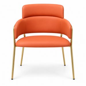 JYX-057 Orange Layered-Back Upholstered Dining Chair front view