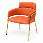 JYX-057 Orange Layered-Back Upholstered Dining Chair left 45-degree view