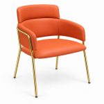 JYX-057 Orange Layered-Back Upholstered Dining Chair right 45-degree view