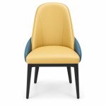 JYX-058 Yellow and Blue Accent Dining Chair front view
