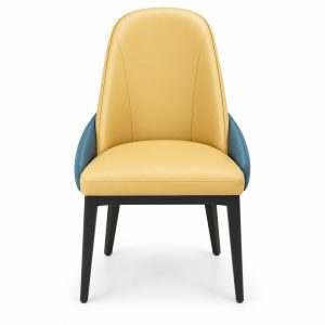 JYX-058 Yellow and Blue Accent Dining Chair front view
