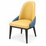 JYX-058 Yellow and Blue Accent Dining Chair left 45-degree view
