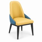 JYX-058 Yellow and Blue Accent Dining Chair right 45-degree view