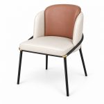 JYX-059 Rose and White Upholstered Dining Armchair left 45-degree view