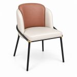 JYX-059 Rose and White Upholstered Dining Armchair right 45-degree view