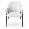 JYX-060 White Open-Back Upholstered Dining Armchair