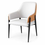 JYX-060 White Open-Back Upholstered Dining Armchair left 45-degree view