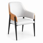 JYX-060 White Open-Back Upholstered Dining Armchair right 45-degree view