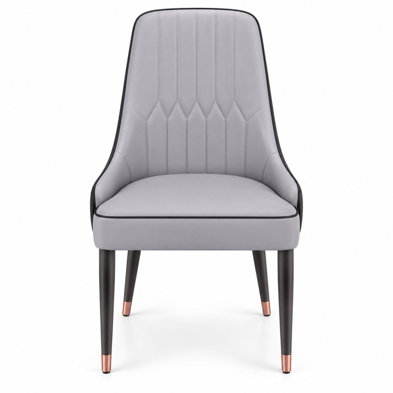 JYX-061 Gray Diamond-Stitched High-Back Dining Chair