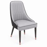 JYX-061 Gray Diamond-Stitched High-Back Dining Chair right 45-degree view