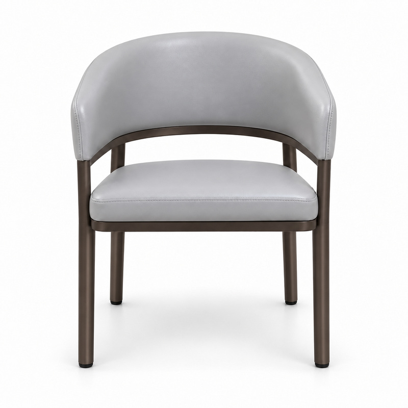 JYX-062 Gray Curved-Back Upholstered Dining Armchair