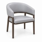 JYX-062 Gray Curved-Back Upholstered Dining Armchair right 45-degree view