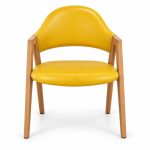 JYX-063 Yellow Upholstered Open-Frame Dining Armchair front view