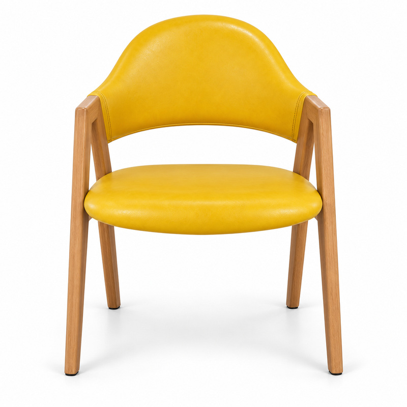 JYX-063 Yellow Upholstered Open-Frame Dining Armchair