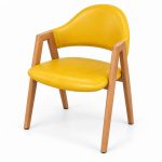 JYX-063 Yellow Upholstered Open-Frame Dining Armchair left 45-degree view