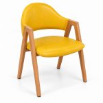 JYX-063 Yellow Upholstered Open-Frame Dining Armchair right 45-degree view