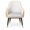 JYX-065 White Dining Armchair with Orange Trim