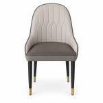 JYX-066 Taupe Diamond-Stitched Dining Chair front view