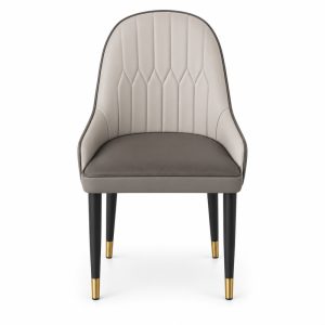 JYX-066 Taupe Diamond-Stitched Dining Chair front view