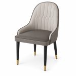 JYX-066 Taupe Diamond-Stitched Dining Chair left 45-degree view