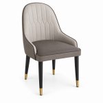 JYX-066 Taupe Diamond-Stitched Dining Chair right 45-degree view