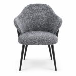 JYX-067 Charcoal Fabric Curved-Back Dining Chair front view