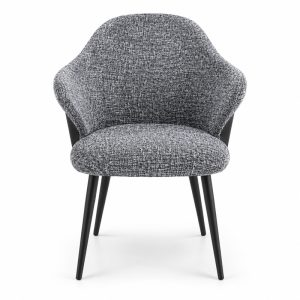 JYX-067 Charcoal Fabric Curved-Back Dining Chair front view