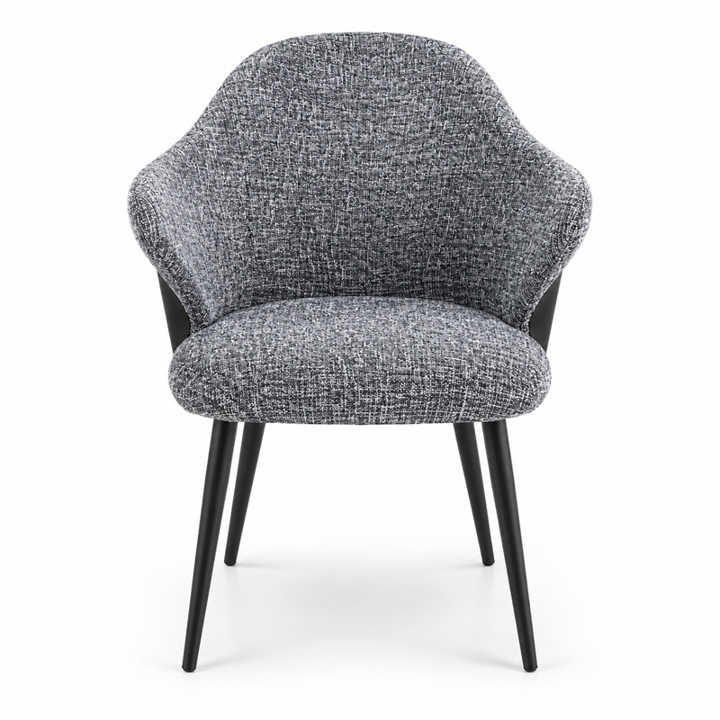 JYX-067 Charcoal Fabric Curved-Back Dining Chair