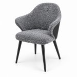 JYX-067 Charcoal Fabric Curved-Back Dining Chair left 45-degree view
