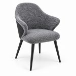 JYX-067 Charcoal Fabric Curved-Back Dining Chair right 45-degree view