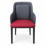 JYX-069 Gray and Burgundy Upholstered Dining Chair front view