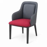JYX-069 Gray and Burgundy Upholstered Dining Chair left 45-degree view