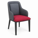 JYX-069 Gray and Burgundy Upholstered Dining Chair right 45-degree view