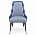 JYX-070 Gray and Blue High-Back Dining Chair front view