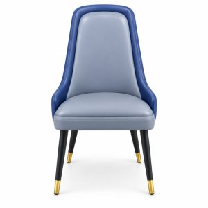JYX-070 Gray and Blue High-Back Dining Chair front view