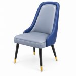 JYX-070 Gray and Blue High-Back Dining Chair left 45-degree view