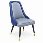 JYX-070 Gray and Blue High-Back Dining Chair right 45-degree view
