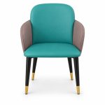 JYX-071 Teal Two-Tone Upholstered Dining Armchair front view