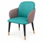 JYX-071 Teal Two-Tone Upholstered Dining Armchair left 45-degree view