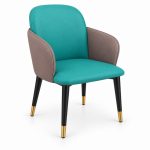 JYX-071 Teal Two-Tone Upholstered Dining Armchair right 45-degree view