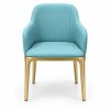 JYX-072 Aqua Upholstered Gold-Frame Dining Armchair