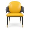 JYX-073 Yellow Seat Black-Accent Dining Armchair