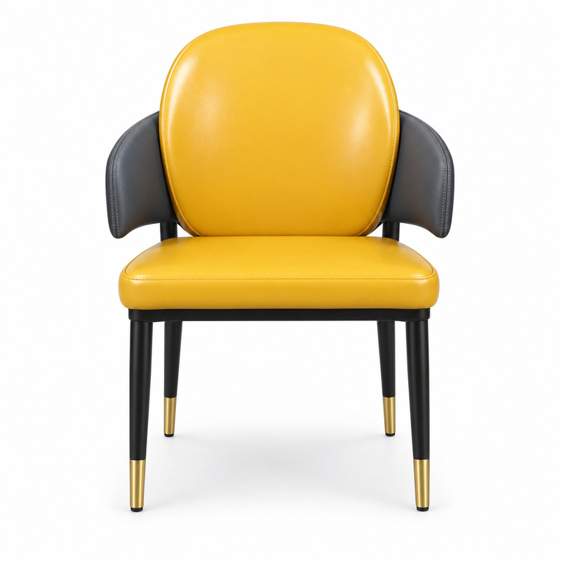 JYX-073 Yellow Seat Black-Accent Dining Armchair