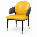 JYX-073 Yellow Seat Black-Accent Dining Armchair left 45-degree view